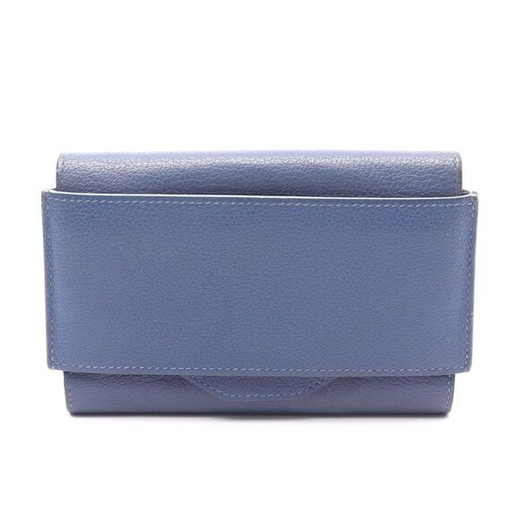 Hermes Passant Compact Bifold Wallet Blue - Picture 1 of 10